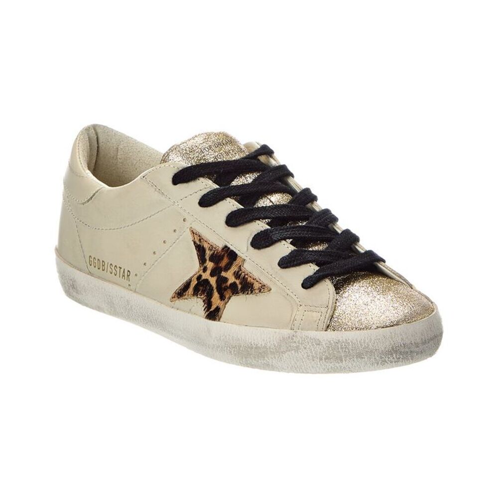 Golden Goose Superstar Classic Glitter Leather Sneaker, Beige